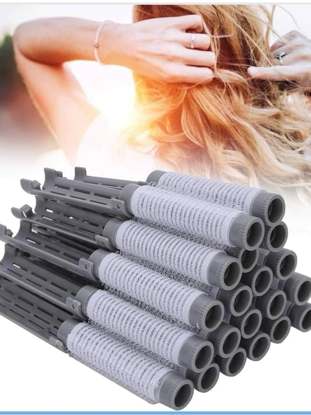 Gray Self-Grip Hair Rollers - Pack of 12
